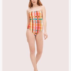Kate Spade Multicolor Plaid One-Piece Swimsuit size Small